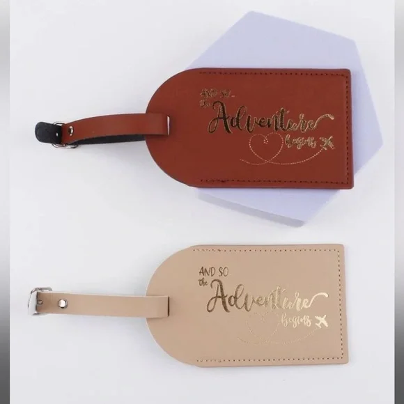 ❌SOLD❌ ADVENTURE LUGGAGE TAGS - BROWN & TAN - Picture 2 of 6